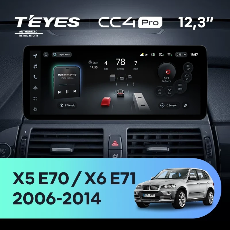 Штатная магнитола Teyes CC4 Pro 12.3" 12/256 BMW X6 E71 (CIC) (2006-2014) Universal