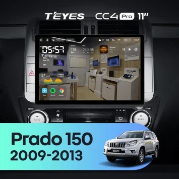 Штатная магнитола Teyes CC4 Pro 12/256 Toyota Land Cruiser Prado 150 (2009-2013) F1 Тип-C (11")