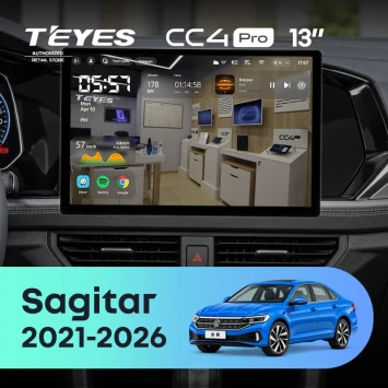 Штатная магнитола Teyes CC4 Pro 8/128 Volkswagen Sagitar (2021-2026) (13")