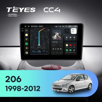 Штатная магнитола Teyes CC4 8/128 Peugeot 206 T13 T16 T12 (1998-2012) F2