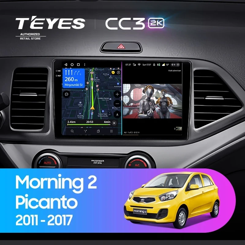 Штатная магнитола Teyes CC3 2K 360 6/128 Kia Picanto (2011-2017)