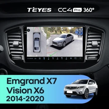 Штатная магнитола Teyes CC4 Pro 360 12/256 Geely Emgrand X7 (2014-2020)