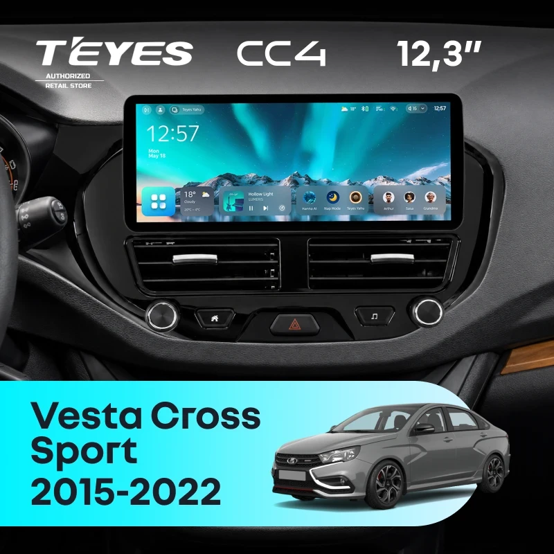 Штатная магнитола Teyes CC4 12.3" 6/64 LADA Vesta Cross Sport (2015-2022) Тип-B мультируль