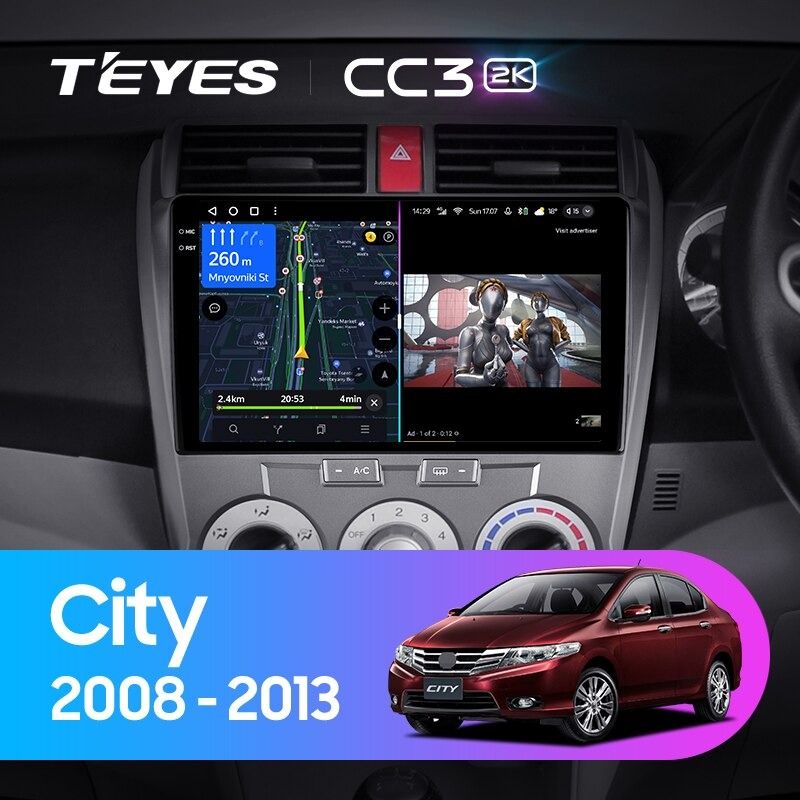 Штатная магнитола Teyes CC3 2K 4/32 Honda City (2008-2013)