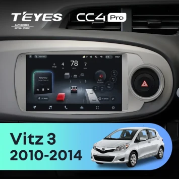 Штатная магнитола Teyes CC4 Pro 8/128 Toyota Vitz 3 (2010-2014) Правый руль