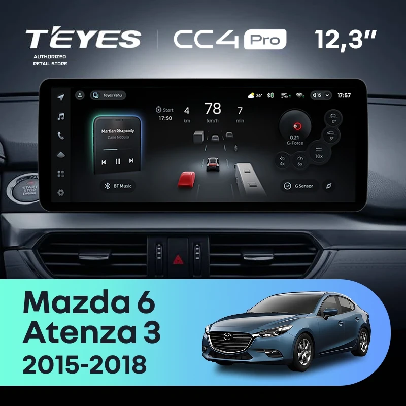 Штатная магнитола Teyes CC4 Pro 12.3" 8/128 Mazda Atenza 3 (2015-2018) Тип-A Правый руль