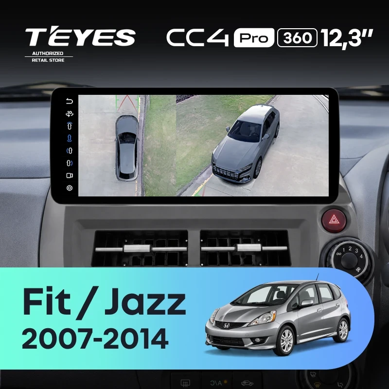 Штатная магнитола Teyes CC4 Pro 12.3" 360 8/128 Honda Fit GE GP GE (2007-2014) Правый руль