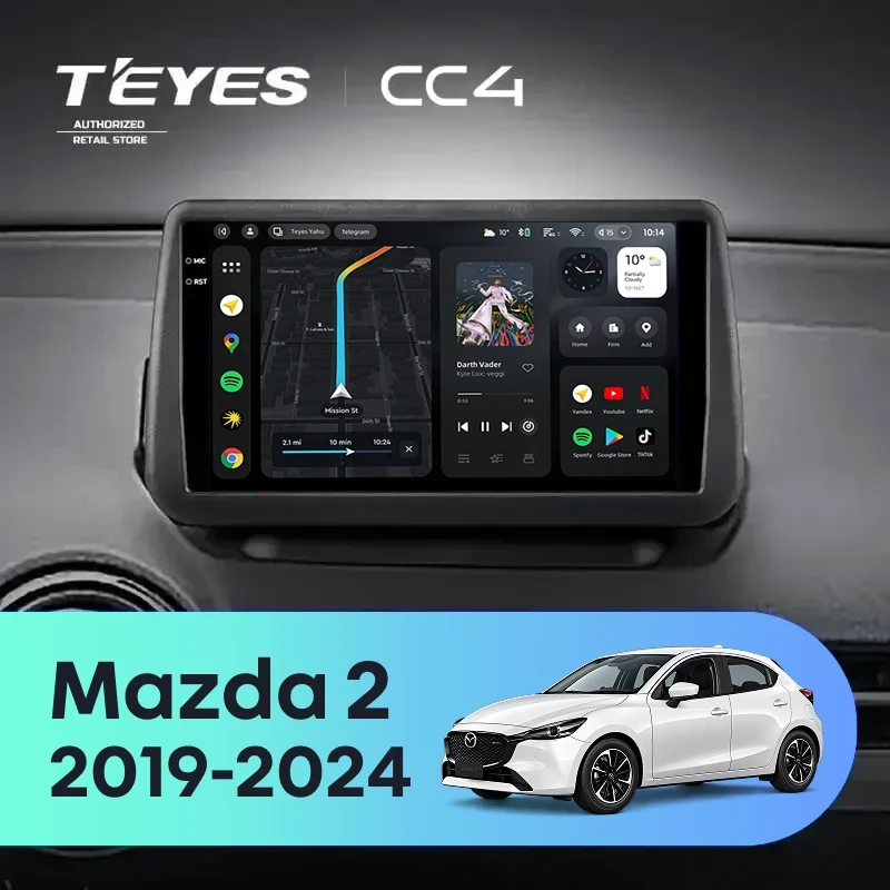 Штатная магнитола Teyes CC4 6/64 Mazda 2 DJ (2019-2024) (0din)
