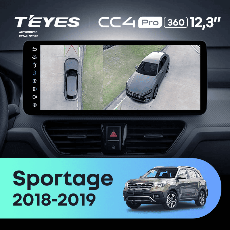 Штатная магнитола Teyes CC4 Pro 12.3" 360 12/256 kia Sportage (2018-2019) Тип-A