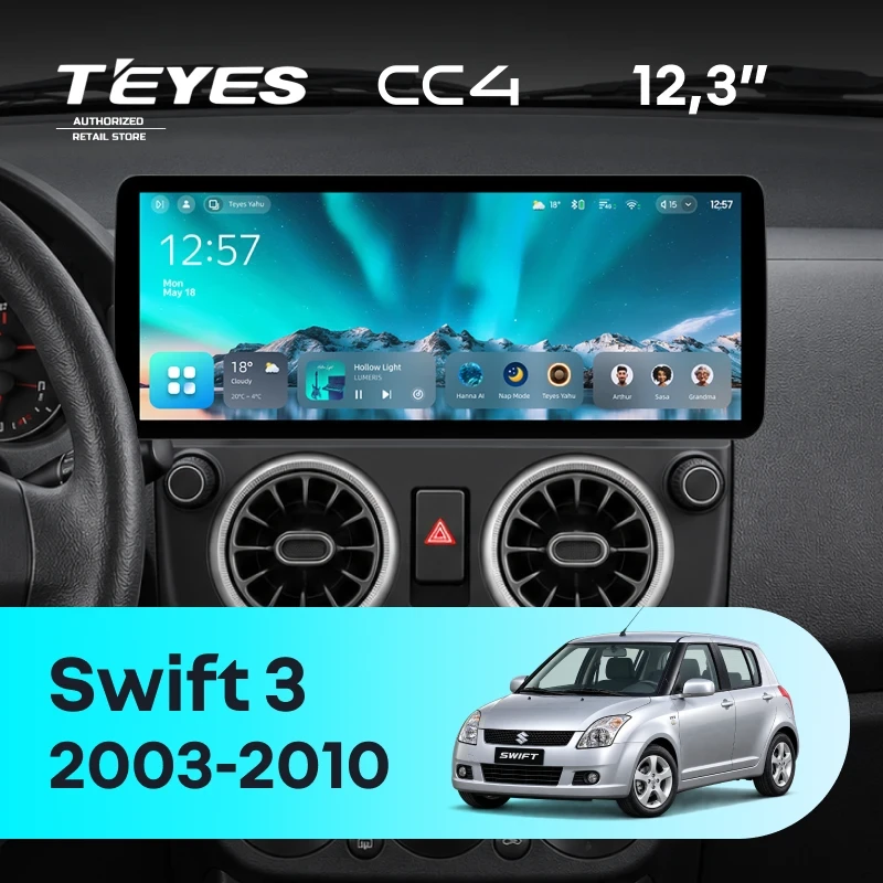 Штатная магнитола Teyes CC4 12.3" 8/128 Suzuki Swift 3 (2003-2010)