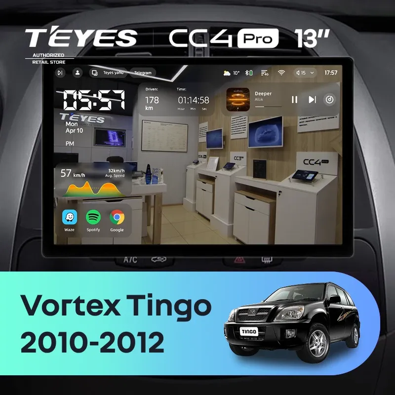 Штатная магнитола Teyes CC4 Pro 8/128 Vortex Tingo (2010-2012) (13")