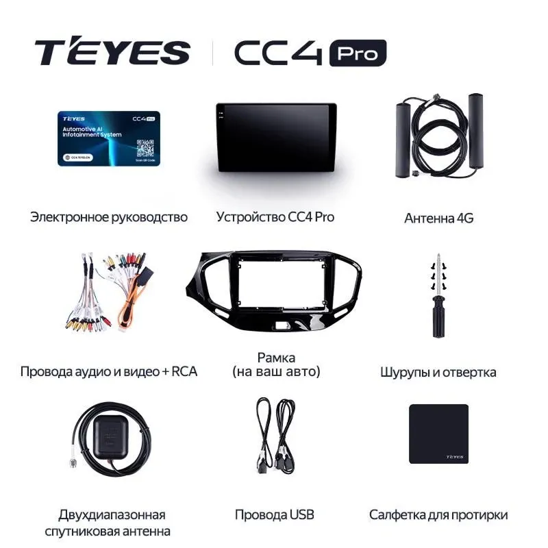 Штатная магнитола Teyes CC4 Pro 8/128 Toyota Estima 2 (2000-2006) Правый руль