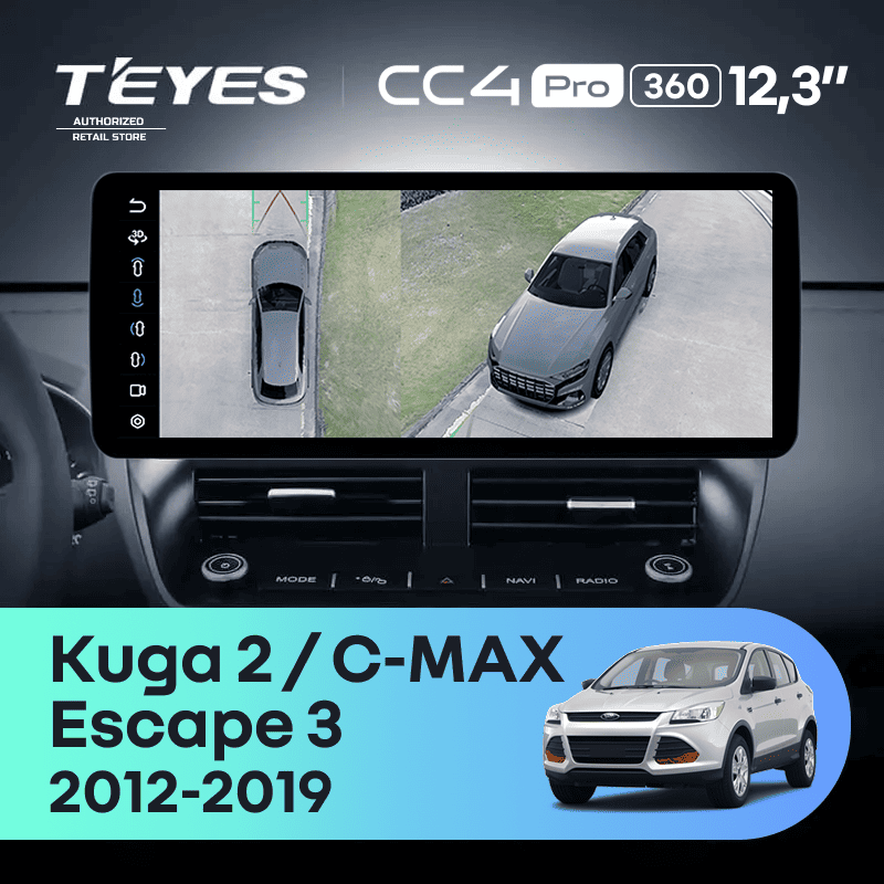 Штатная магнитола Teyes CC4 Pro 12.3" 360 8/128 Ford Escape 3 (2012-2019)