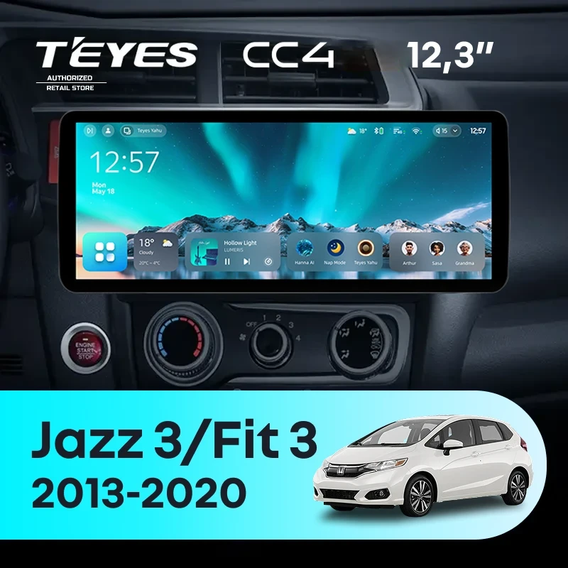 Штатная магнитола Teyes CC4 12.3" 8/128 Honda Jazz 3 (2015-2020)