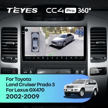 Штатная магнитола Teyes CC4 Pro 360 8/128 Toyota Land Cruiser Prado 120 (2002-2009) F3