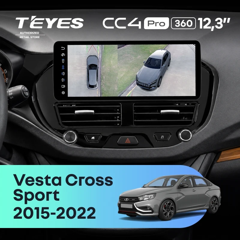 Штатная магнитола Teyes CC4 Pro 12.3" 360 8/128 LADA Vesta Cross Sport (2015-2022) Тип-B мультируль