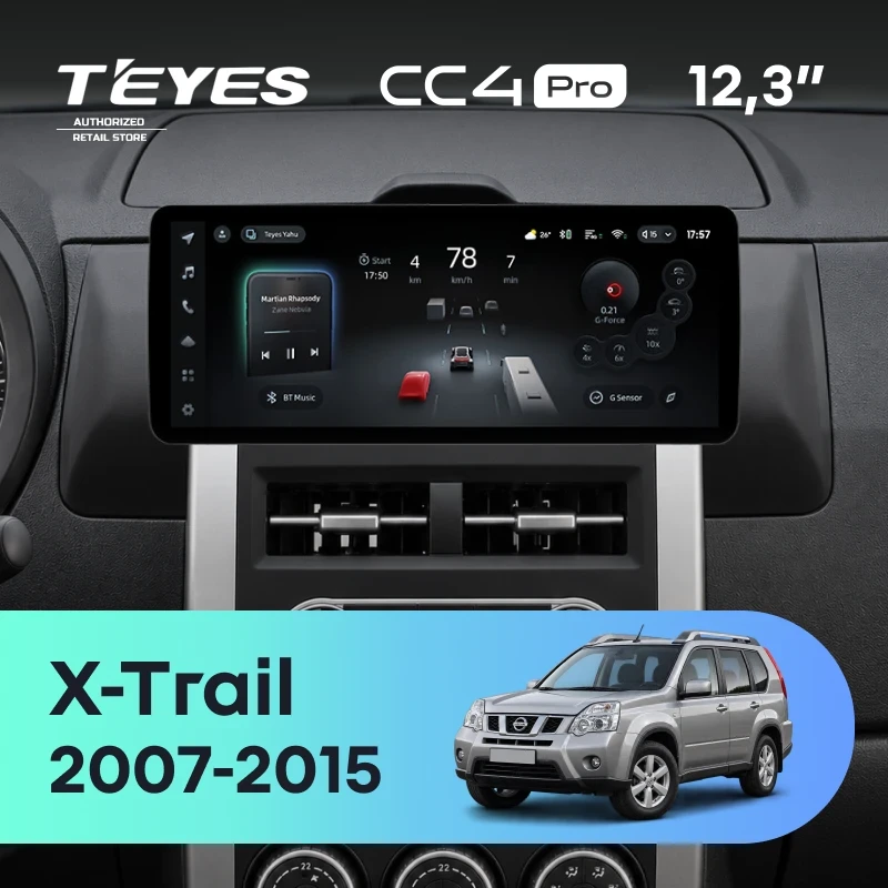 Штатная магнитола Teyes CC4 Pro 12.3" 12/256 Nissan X-Trail T31 (2007-2015) Тип-A