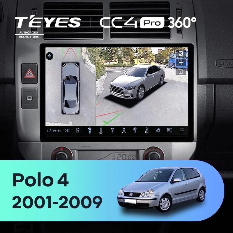 Штатная магнитола Teyes CC4 Pro 360 8/128 Volkswagen Polo Mk4 (2001-2009) F2 (11")
