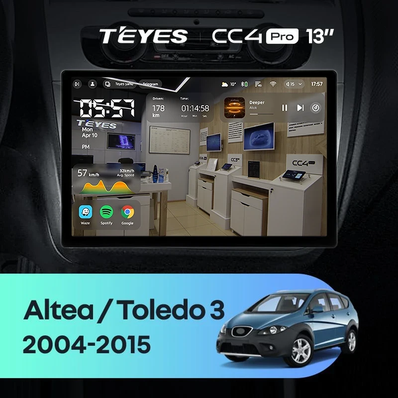 Штатная магнитола Teyes CC4 Pro 12/256 Seat Altea (2004-2015) (13")
