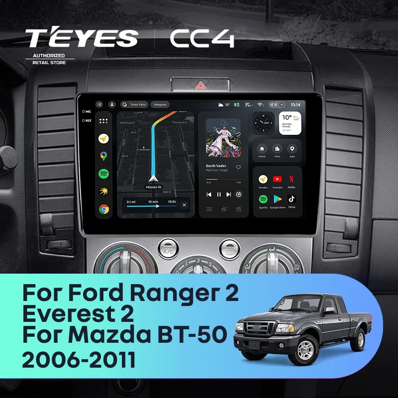 Штатная магнитола Teyes CC4 8/128 Ford Ranger 2 (2006-2011) (0din)