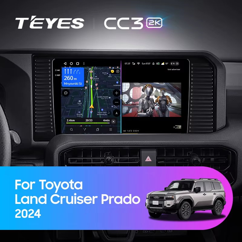 Штатная магнитола Teyes CC3 2K 360 6/128 Toyota Land Cruiser Prado 250 (2024-2026)