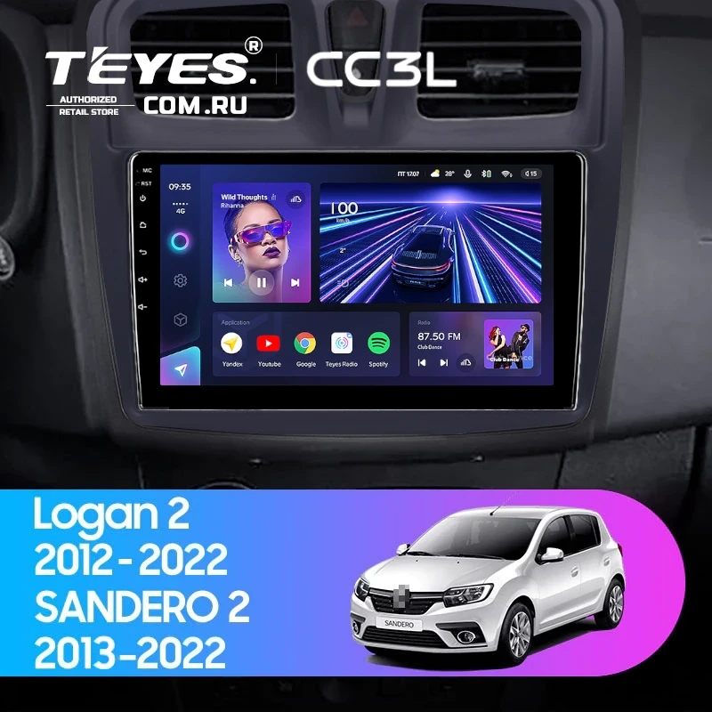 Штатная магнитола Teyes CC3L 4/32 Renault Logan 2 (2012-2022) F1 (10")