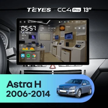 Штатная магнитола Teyes CC4 Pro 8/128 Opel Astra H (2006-2014) F1 (13")