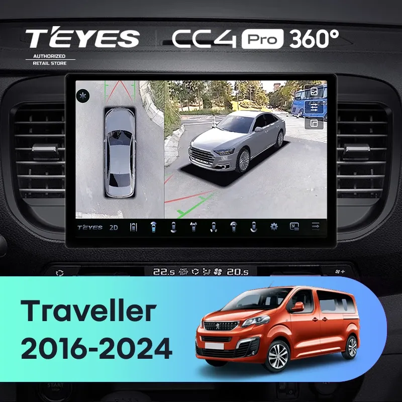 Штатная магнитола Teyes CC4 Pro 360 8/128 Peugeot Traveller (2016-2024) (13")