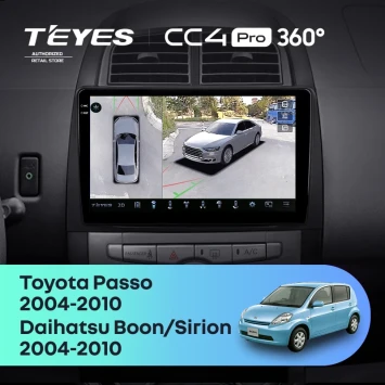 Штатная магнитола Teyes CC4 Pro 360 12/256 Toyota Passo XC10 (2004-2010)