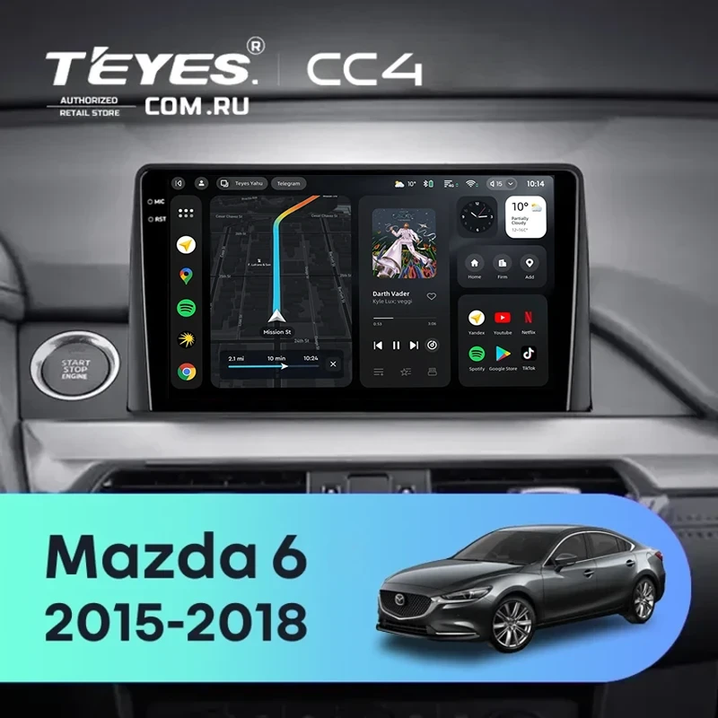 Штатная магнитола Teyes CC4 6/64 Mazda 6 GJ GL (2015-2018) Тип-B (0din)