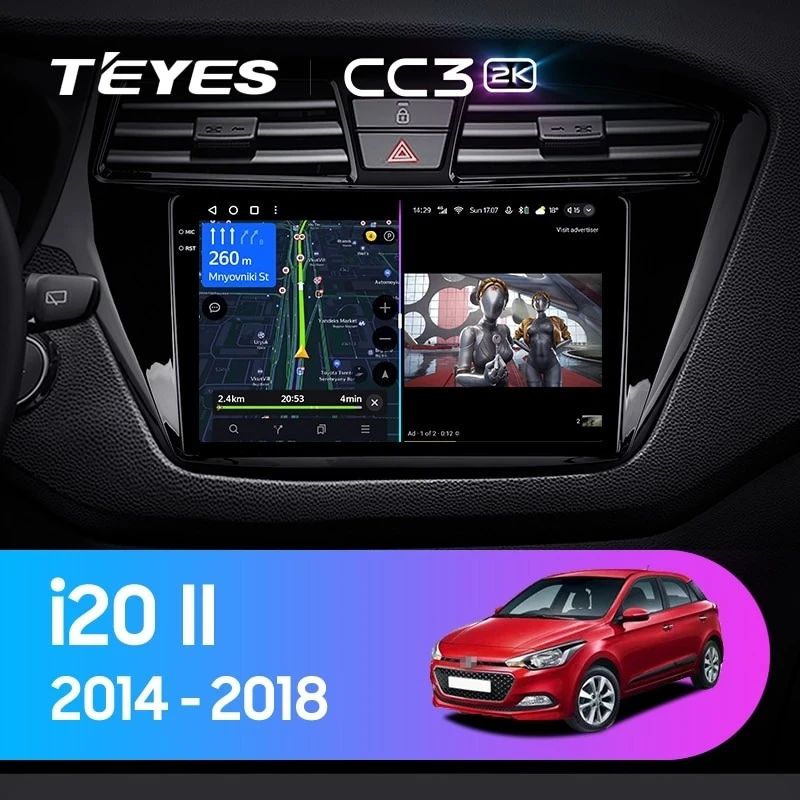Штатная магнитола Teyes CC3 2K 4/32 Hyundai i20 2 GB (2014-2018)