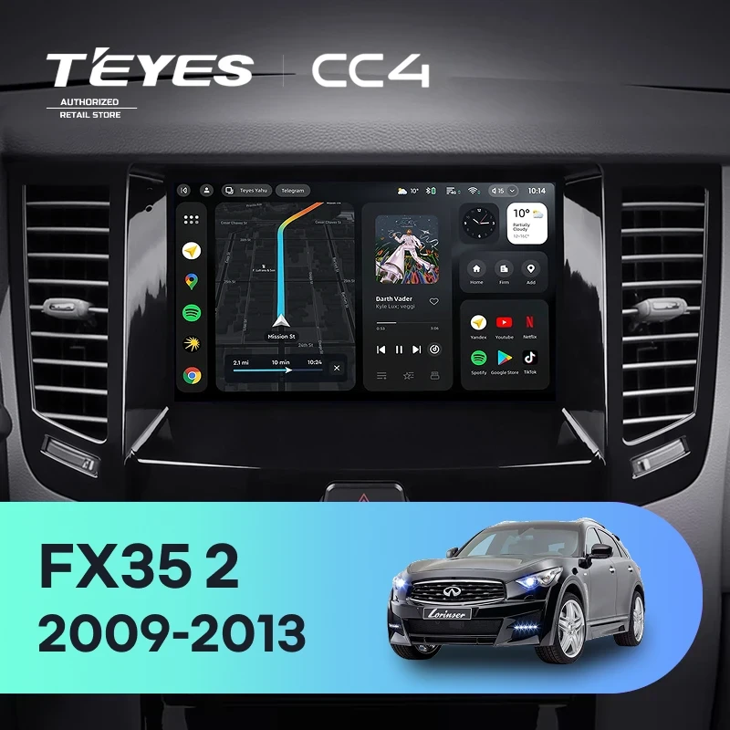 Штатная магнитола Teyes CC4 8/128 Infiniti FX35 2 (2009-2013) Тип-A