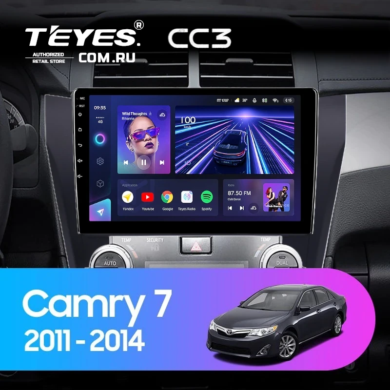 Штатная магнитола Teyes CC3 4/32 Toyota Camry 7 XV 50 55 (2011-2014) (черная) F2