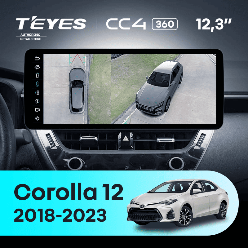 Штатная магнитола Teyes CC4 12.3" 360 6/64 Toyota Corolla 12 E210 XP210 (2018-2023) Тип-A