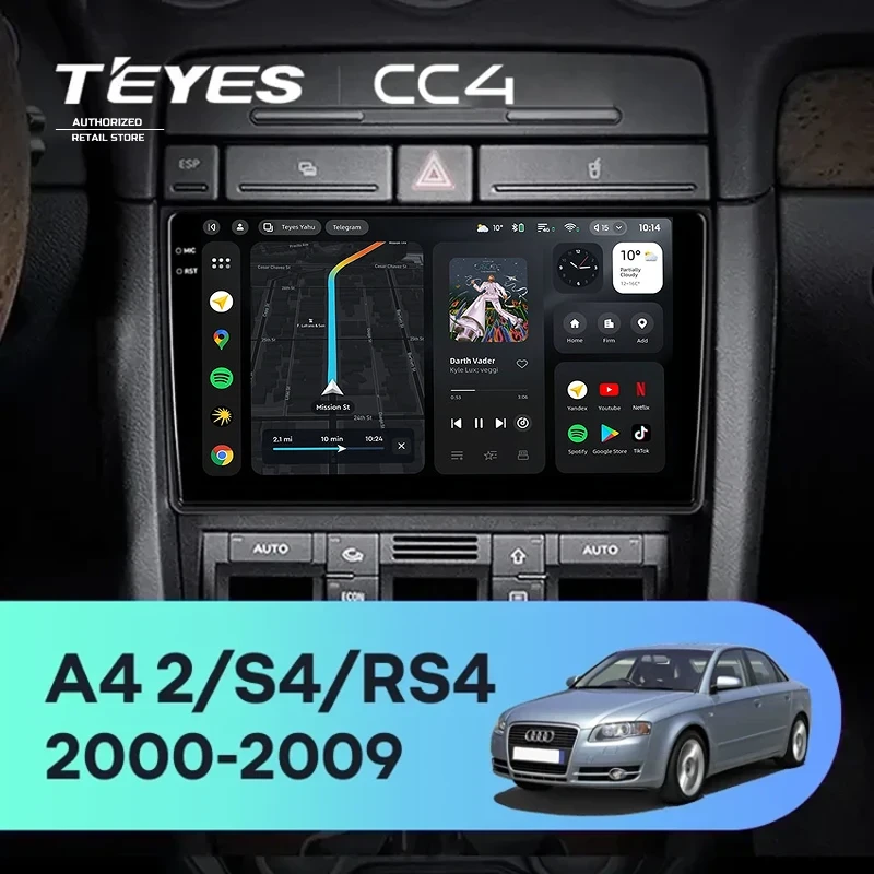 Штатная магнитола Teyes CC4 8/128 Audi A4 (2000-2009) (0din)