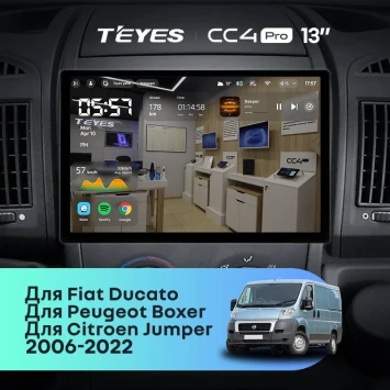 Штатная магнитола Teyes CC4 Pro 12/256 Fiat Ducato 3 (2006-2022) (13")