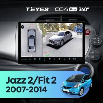 Штатная магнитола Teyes CC4 Pro 360 8/128 Honda Fit GE GP GE (2007-2014) Правый руль (11")