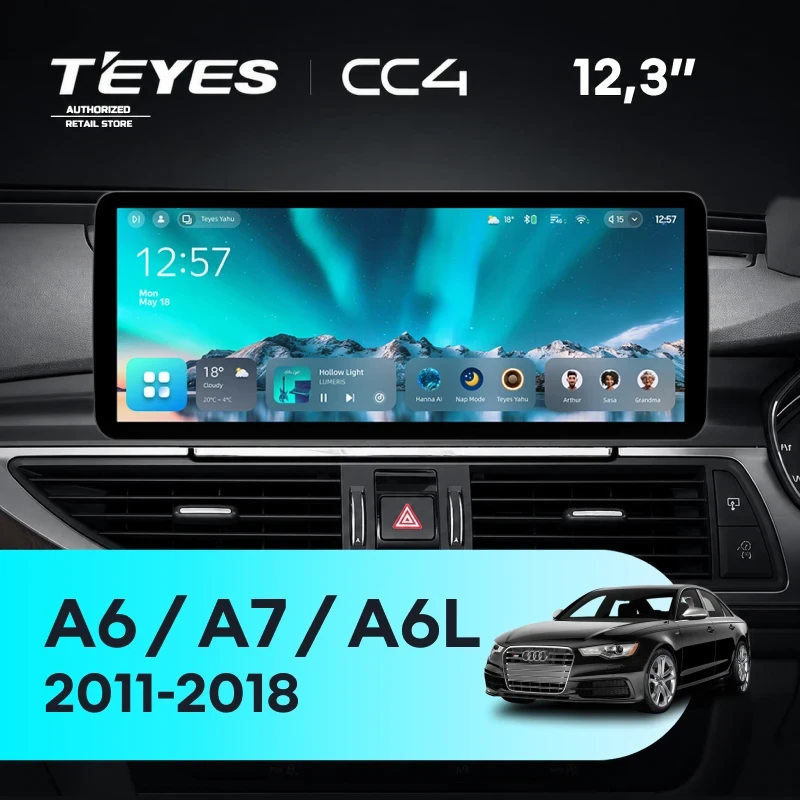 Штатная магнитола Teyes CC4 12.3" 6/64 Audi A6 C7 4 A6L (RMC System) (2011-2018) Правый руль