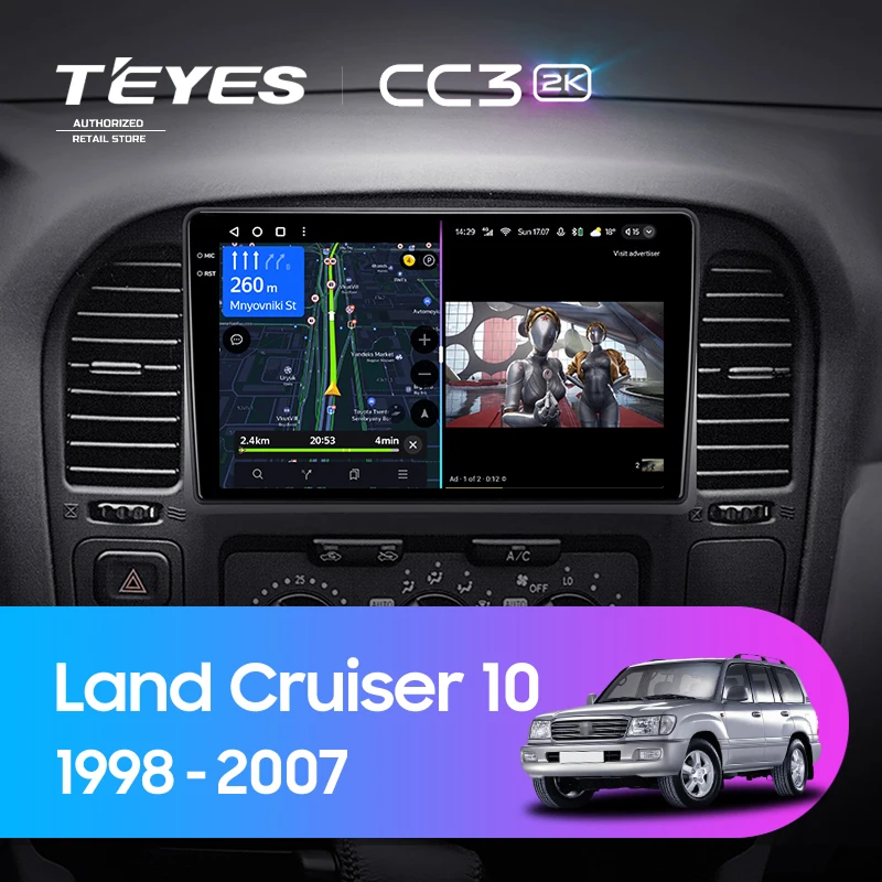 Штатная магнитола Teyes CC3 2K 4/64 Toyota Land Cruiser 10 J100 100 (1998-2007)