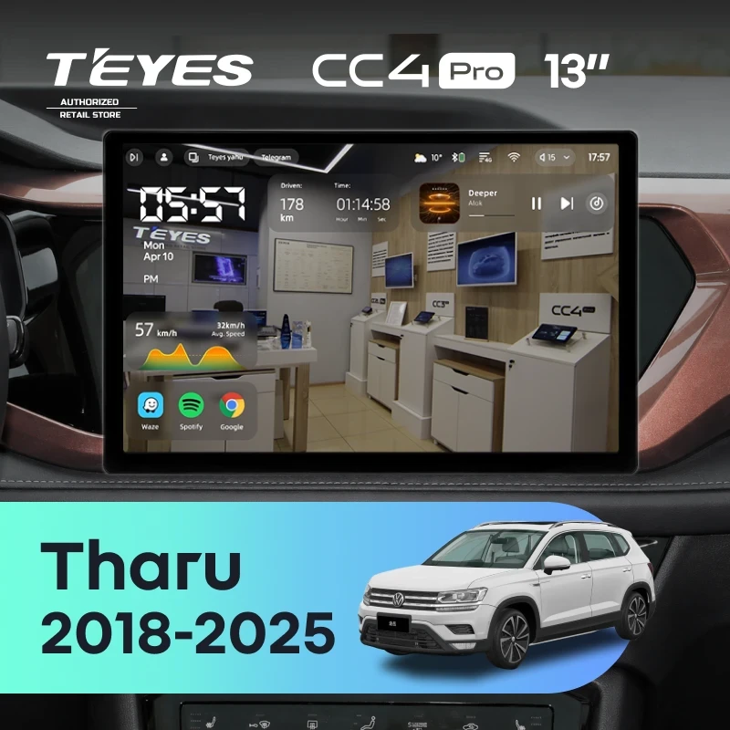 Штатная магнитола Teyes CC4 Pro 8/128 Volkswagen Tharu (2018-2025) (13")