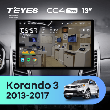 Штатная магнитола Teyes CC4 Pro 8/128 SsangYong Korando 3 (2013-2017) (0din) (13")