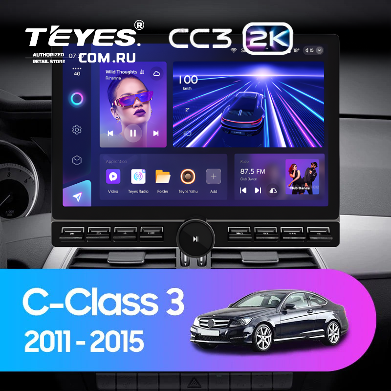 Штатная магнитола Teyes CC3 2K 6/128 Mercedes-Benz C-Class W204 C204 S204 (2011-2015) (13" с кнопками)