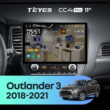 Штатная магнитола Teyes CC4 Pro 8/128 Mitsubishi Outlander 3 (2018-2021) (11")
