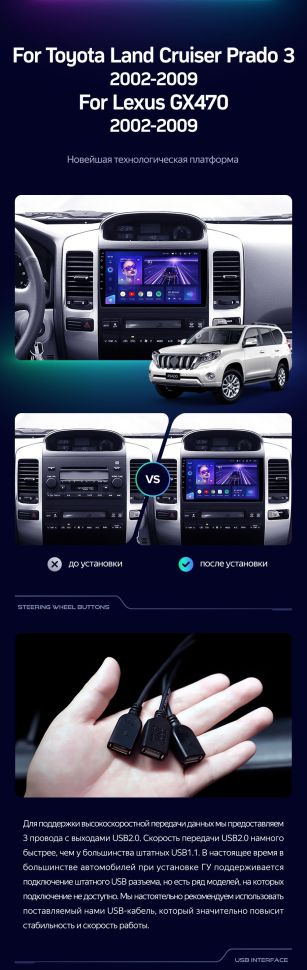 Штатная магнитола Teyes CC3 4/32 Lexus GX470 (2002-2009) F1 Тип-B