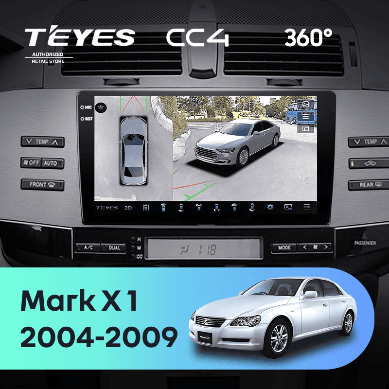 Штатная магнитола Teyes CC4 360 6/64 Toyota Mark X X120 (2004-2009) Правый руль