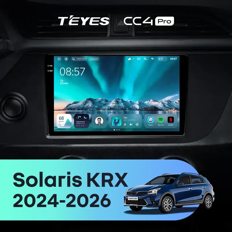 Штатная магнитола Teyes CC4 Pro 12/256 Solaris KRX (2024-2026)