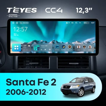 Штатная магнитола Teyes CC4 12.3" 8/128 Hyundai Santa Fe 2 (2006-2012)