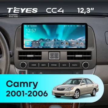 Штатная магнитола Teyes CC4 12.3" 6/64 Toyota Camry 5 XV 30 (2001-2006) (серая, с кнопками на руле)