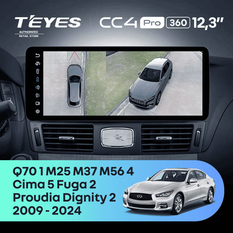 Штатная магнитола Teyes CC4 Pro 12.3" 360 8/128 Infiniti Q70 1 M25 M37 M56 4 (2009-2024) Тип-B