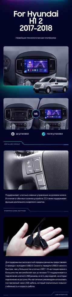 Штатная магнитола Teyes CC3L 4/32 Hyundai H1 2 (2015-2021) F2